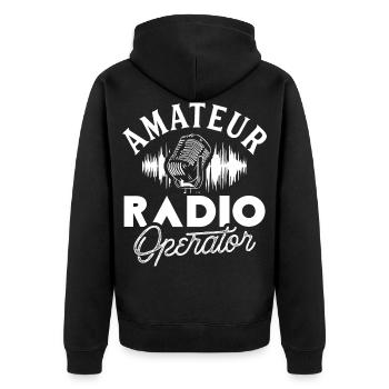 Amateurfunk Amateurfunker RAdio - Unisex Premium Bio Zip Hoodie - Schwarz - Hinten - Nico (187cm)