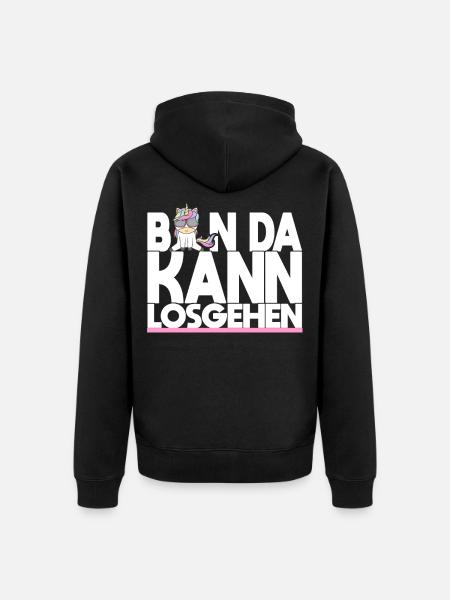 Einhorn Damen Mädchen Lustige Sprüche - Unisex Premium Bio Zip Hoodie - Schwarz
