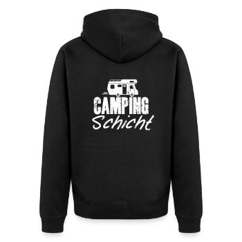 Camping Schicht Spruch - Unisex Premium Bio Zip Hoodie - Schwarz - Hinten - Nico (187cm)