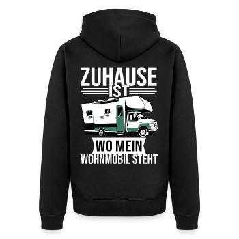 Camping Wohnmobil Camper Geschenk - Unisex Premium Bio Zip Hoodie - Schwarz - Hinten - Nico (187cm)