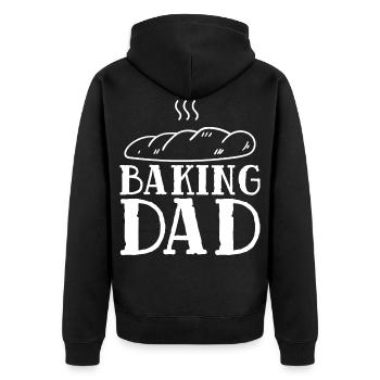 Backen Papa Bäcker Bäckerei Gebäck Bäckerin - Unisex Premium Bio Zip Hoodie - Schwarz - Hinten - Nico (187cm)