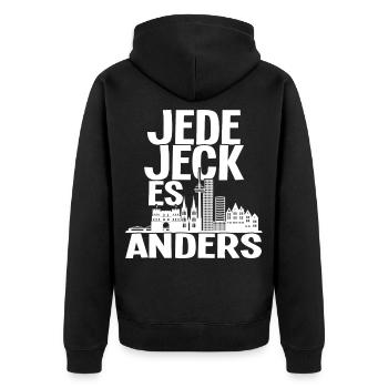 Köln Sprüche Kölsch Heimatliebe Veedel - Unisex Premium Bio Zip Hoodie - Schwarz - Hinten - Nico (187cm)