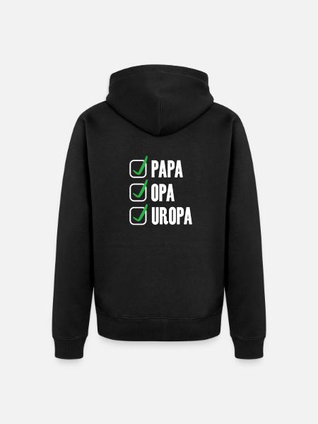 Papa Opa Uropa - Unisex Premium Bio Zip Hoodie - Schwarz