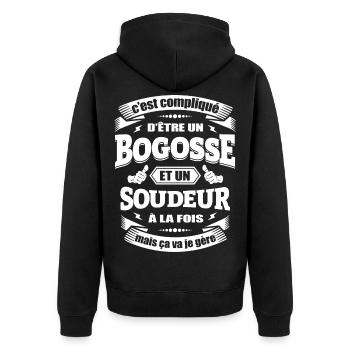 BOGOSSE ET SOUDEUR - Veste à capuche bio Premium Unisexe - noir - Dos - Nico (187cm)