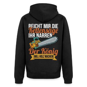 Handwerker Holzfäller Forstwirt Forstarbeiter - Unisex Premium Bio Zip Hoodie - Schwarz - Hinten - Nico (187cm)