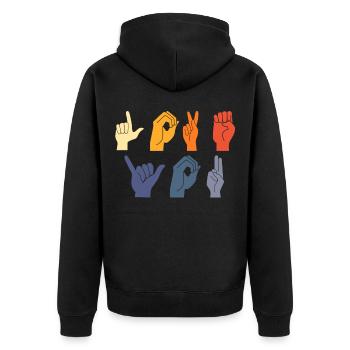 Love You Gebärdensprache vintage - Unisex Premium Bio Zip Hoodie - Schwarz - Hinten - Nico (187cm)