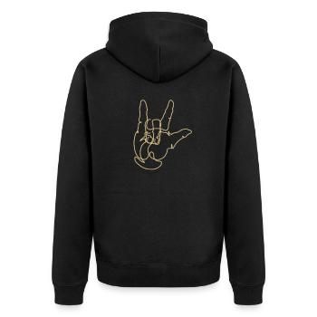 I love you Gebärdensprache - Unisex Premium Bio Zip Hoodie - Schwarz - Hinten - Nico (187cm)