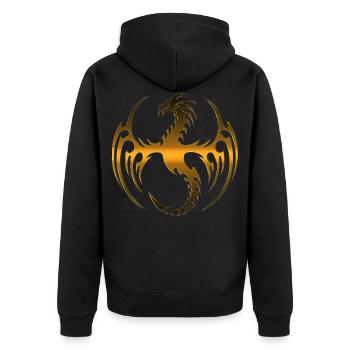 Drachen Fantasy Drachen Geist Reptilien Bestien - Unisex Premium Bio Zip Hoodie - Schwarz - Hinten - Nico (187cm)