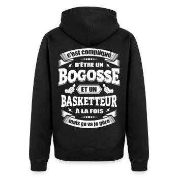 BOGOSSE ET BASKETTEUR - Veste à capuche bio Premium Unisexe - noir - Dos - Nico (187cm)