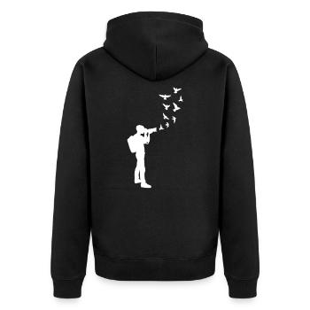 Fotografie Vögel Fotografin - Unisex Premium Bio Zip Hoodie - Schwarz - Hinten - Nico (187cm)