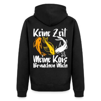 Koi Karpfen Fisch Teich Geschenk - Unisex Premium Bio Zip Hoodie - Schwarz - Hinten - Nico (187cm)