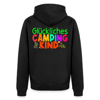Camping Kinder Zubehör Camper Geschenk - Unisex Premium Bio Zip Hoodie - Schwarz - Hinten - Nico (187cm)