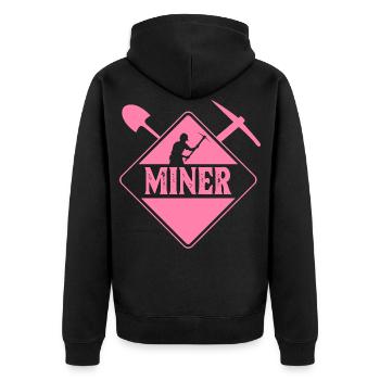 Miners Mining Mining Miner Mine - Unisex Premium Organic Zip Hoodie - black - Back - Nico (187cm)