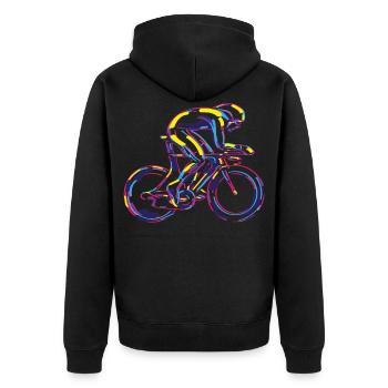 Cycling - Unisex Premium Organic Zip Hoodie - black - Back - Nico (187cm)