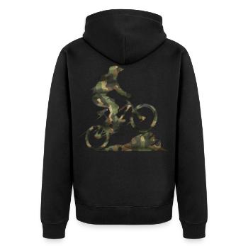 Radsportler Herzschlag Radfahren BMX Radsport Berg - Unisex Premium Bio Zip Hoodie - Schwarz - Hinten - Nico (187cm)