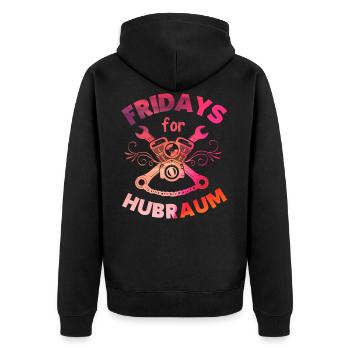 Fridays for displacement saying Funny anti - Unisex Premium Organic Zip Hoodie - black - Back - Nico (187cm)