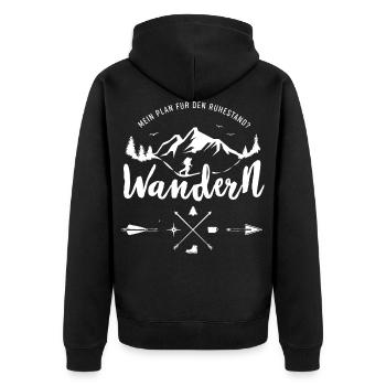 Berg Reisen Geburtstagsgeschenk für Wanderer - Unisex Premium Bio Zip Hoodie - Schwarz - Hinten - Nico (187cm)
