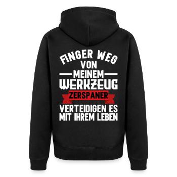Zerspaner Zerspanungsmechaniker Dreher - Unisex Premium Bio Zip Hoodie - Schwarz - Hinten - Nico (187cm)