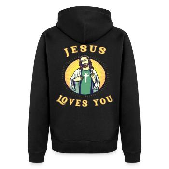 Jésus-Christ religion Bible jésus-poisson - Veste à capuche bio Premium Unisexe - noir - Dos - Nico (187cm)