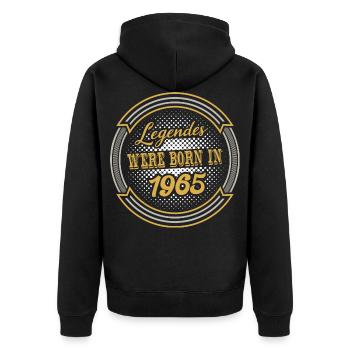 Geboren 1965 Geburtstag - Unisex Premium Bio Zip Hoodie - Schwarz - Hinten - Nico (187cm)