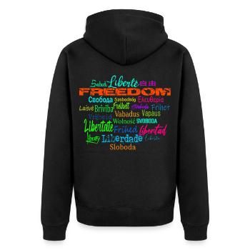 Liberté Paix Démocratie - Politique de l’Etat - Veste à capuche bio Premium Unisexe - noir - Dos - Nico (187cm)