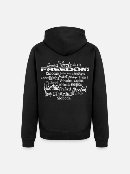 Freedom Peace Democracy - Political Statement - Unisex Premium Organic Zip Hoodie - black