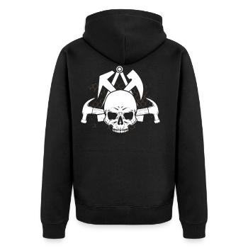 Dachdecker - Unisex Premium Bio Zip Hoodie - Schwarz - Hinten - Nico (187cm)