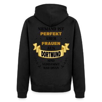 Dortmund Deutschland Stadt Heimat Liebe Frauen - Unisex Premium Bio Zip Hoodie - Schwarz - Hinten - Nico (187cm)