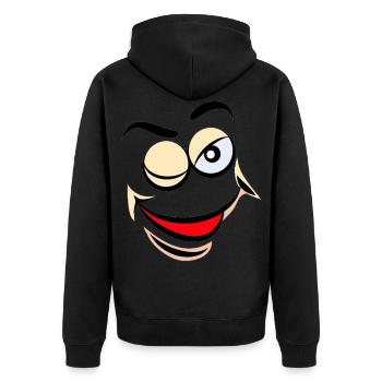 Cartoon face comic cartoon humor smile - Unisex Premium Organic Zip Hoodie - black - Back - Nico (187cm)
