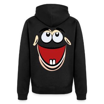 Cartoon face comic cartoon humor smile - Unisex Premium Organic Zip Hoodie - black - Back - Nico (187cm)