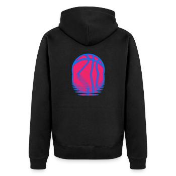 Basketball Spiegelnd Ball Sport - Unisex Premium Bio Zip Hoodie - Schwarz - Hinten - Nico (187cm)