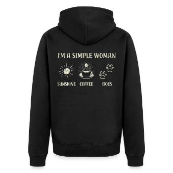 Frauen Kaffee Hunde Spruch Lustig sprüche - Unisex Premium Bio Zip Hoodie - Schwarz - Hinten - Nico (187cm)