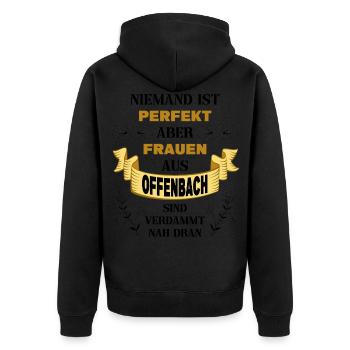 Offenbach Deutschland Stadt Heimat Liebe Frauen - Unisex Premium Bio Zip Hoodie - Schwarz - Hinten - Nico (187cm)
