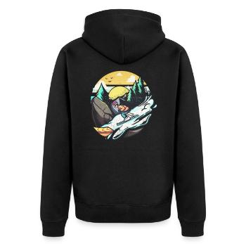 Skifahrer Skifahren Ski Schnee Geschenk winter - Unisex Premium Bio Zip Hoodie - Schwarz - Hinten - Nico (187cm)