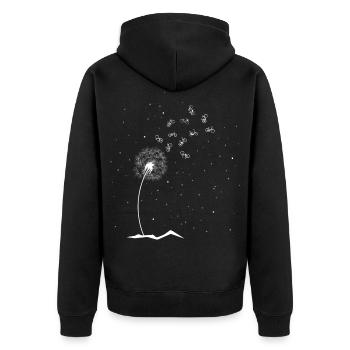 Straßenrad in Wien im Bikepark am Berg mit Kinder - Unisex Premium Bio Zip Hoodie - Schwarz - Hinten - Nico (187cm)