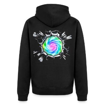 Portal Parallelwelt Universum Comic - Unisex Premium Bio Zip Hoodie - Schwarz - Hinten - Nico (187cm)