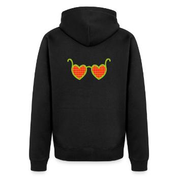 Sonnenbrille Herzen Valentinstag paare - Unisex Premium Bio Zip Hoodie - Schwarz - Hinten - Nico (187cm)