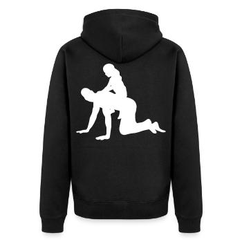 Famille papa fille - Veste à capuche bio Premium Unisexe - noir - Dos - Nico (187cm)