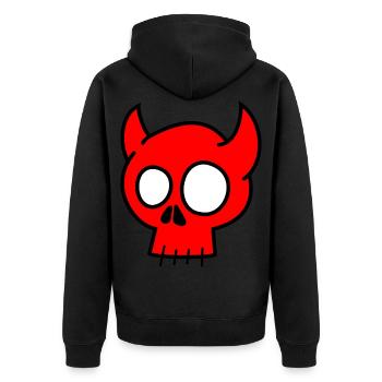 Totenkopf Hörner Schädel - Unisex Premium Bio Zip Hoodie - Schwarz - Hinten - Nico (187cm)