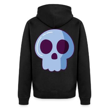 Totenkopf Schädel Comic - Unisex Premium Bio Zip Hoodie - Schwarz - Hinten - Nico (187cm)
