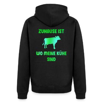Kuh Kühe Landwirt Bauer Spruch bauern - Unisex Premium Bio Zip Hoodie - Schwarz - Hinten - Nico (187cm)
