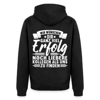 Abschiedsgeschenk Kollegen Jobwechsel - Unisex Premium Bio Zip Hoodie - Schwarz - Hinten - Nico (187cm)