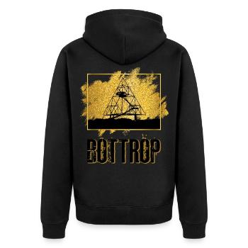 Bottrop Deutschland Stadt Skyline Liebe Gold - Unisex Premium Bio Zip Hoodie - Schwarz - Hinten - Nico (187cm)
