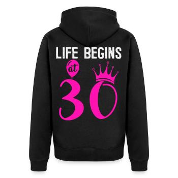 La vie commence à 30, 30 ans - Veste à capuche bio Premium Unisexe - noir - Dos - Nico (187cm)