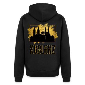 Koblenz Germany City Skyline Love Gold - Unisex Premium Organic Zip Hoodie - black - Back - Nico (187cm)