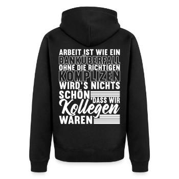 Abschiedsgeschenk Kollegen Jobwechsel - Unisex Premium Bio Zip Hoodie - Schwarz - Hinten - Nico (187cm)