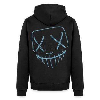 Masque néon bleu - Veste à capuche bio Premium Unisexe - noir - Dos - Nico (187cm)