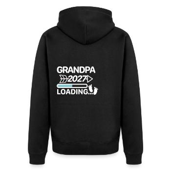 Grandpa 2027 Babyfüße - Unisex Premium Bio Zip Hoodie - Schwarz - Hinten - Nico (187cm)