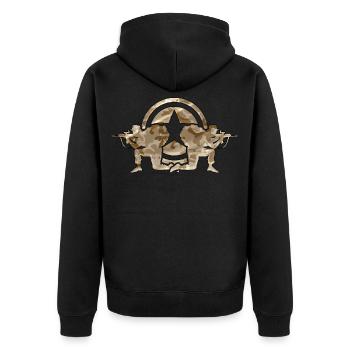 Armee - Unisex Premium Bio Zip Hoodie - Schwarz - Hinten - Nico (187cm)