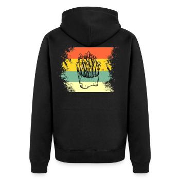 Pommes retro vintage Pomme de terre french fries - Unisex Premium Bio Zip Hoodie - Schwarz - Hinten - Nico (187cm)